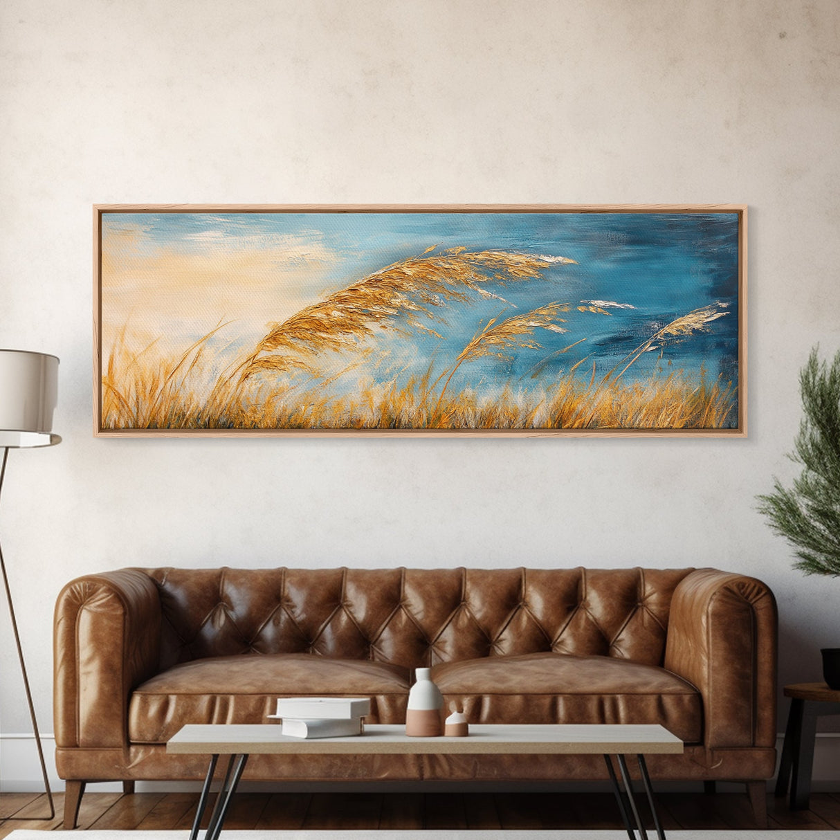 Golden Wheat in the Wind, Rustic Autumn Nature Wall Art, Warm Earthy Landscape Painting, Farmhouse Fall Decor, Cozy Home Artwork