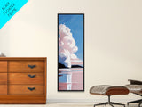 Cloud Reflection, Pink Sky, Blue Horizon, Framed Canvas Print, Minimalist Wall Art, Modern Decor, Living Room Art, Nature Print
