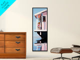 Houseboat Reflection, Nautical Canvas Print, Modern Coastal Wall Art, Serene Home Decor, Minimalist Living Room Artwork, Ocean Aesthetic