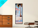 Palm Tree Getaway, Tropical Beach, Coastal Aesthetic, Framed Canvas Print, Modern Minimalist, Relaxing Home Decor, Bedroom Wall Art