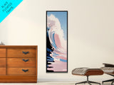 Ocean Wave, Surf Art, Coastal Wall Decor, Beach Vibes, Blue and Pink Seascape, Watercolor Style, Modern Living Room Art, Canvas Print