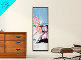 Adirondack Chair, Beachside Relaxation, Pink and Blue Art, Framed Canvas Print, Coastal Home Decor, Summer Vibes, Living Room Wall Art