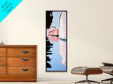 Harbor Reflections, Nautical Wall Art, Coastal Painting, Blue and Pink Decor, Ocean Home, Minimalist Seascape, Framed Canvas Print