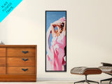 Woman Relaxing, Boho, Summer, Canvas Print, Sunlit Portrait Art, Feminine Wall Decor, Bedroom Artwork, Aesthetic Wall Art