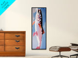 Trout Fish Art, Rustic Fishing Decor, Nature Wildlife Painting, Modern Minimalist Blue, Cabin Lodge Wall Art, Canvas Print