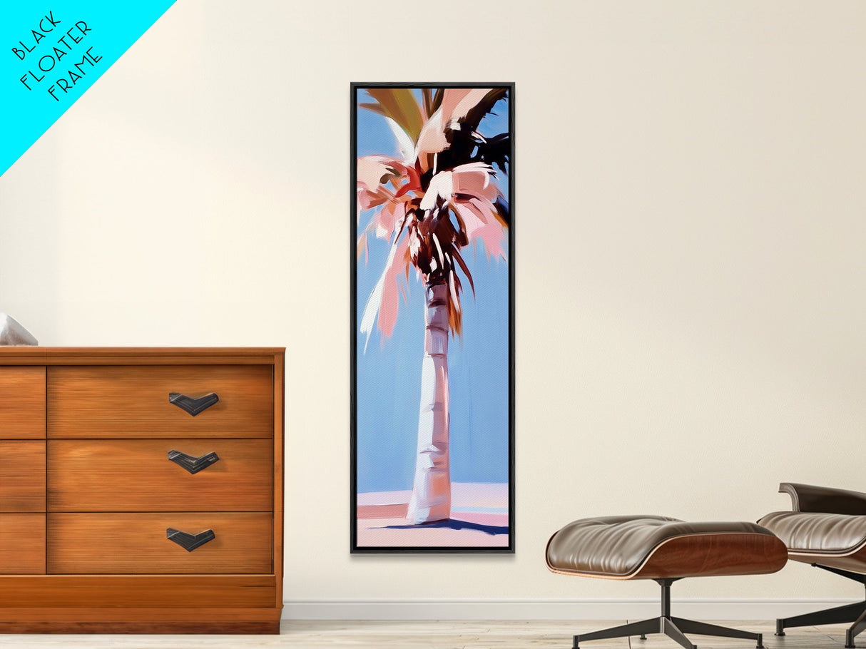 Palm Tree, Coastal Breeze, Tropical Aesthetic, Framed Canvas Print, Beach House Decor, Minimalist Painting, Living Room Art, Gift