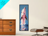 Jumping Dolphin, Ocean Wall Art, Coastal Decor, Beach House Painting, Marine Life Art, Nautical Artwork, Framed Canvas Print
