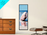 Seashell, Ocean, Beach Art, Coastal, Minimalist, Blue, White, Natural Decor, Modern Home, Bathroom, Framed Canvas Print