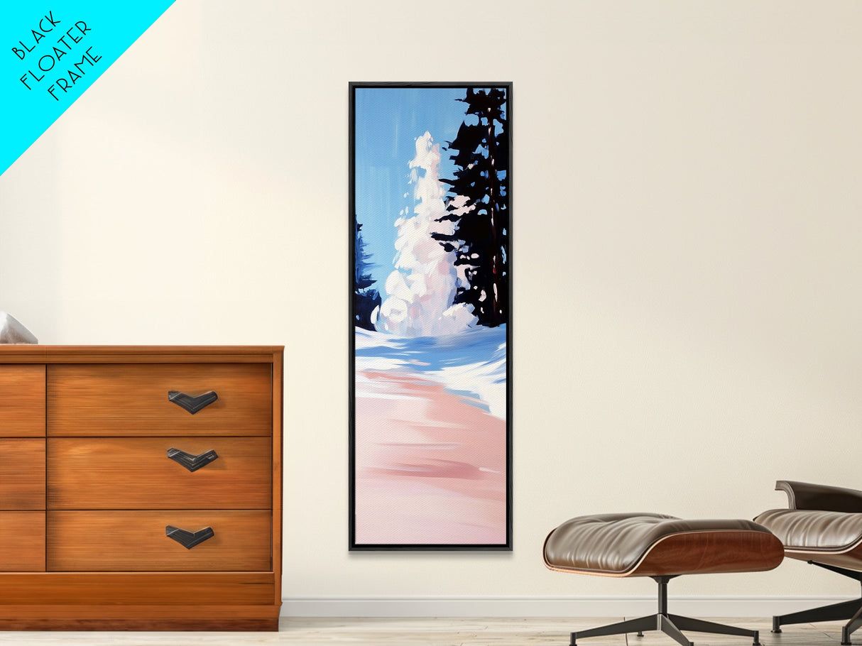 Winter Landscape, Snowy Trees, Blue Sky, Framed Canvas Print, Minimalist Art, Modern Decor, Living Room Wall Art, Christmas Aesthetic