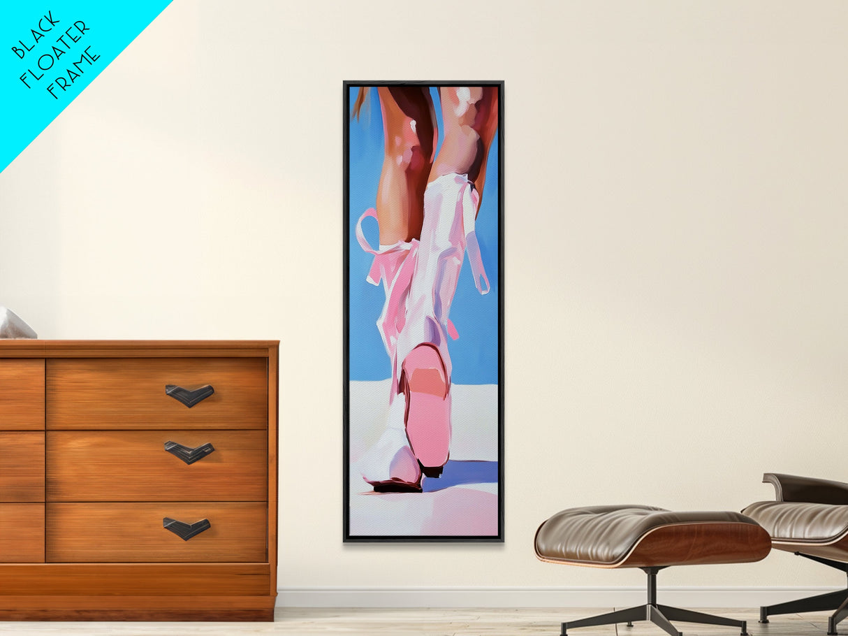 Pink Cowboy Boots, Western Aesthetic, Fashion Art, Canvas Print, Cowgirl Wall Art, Feminine Decor, Boho Style, Chic Bedroom Artwork