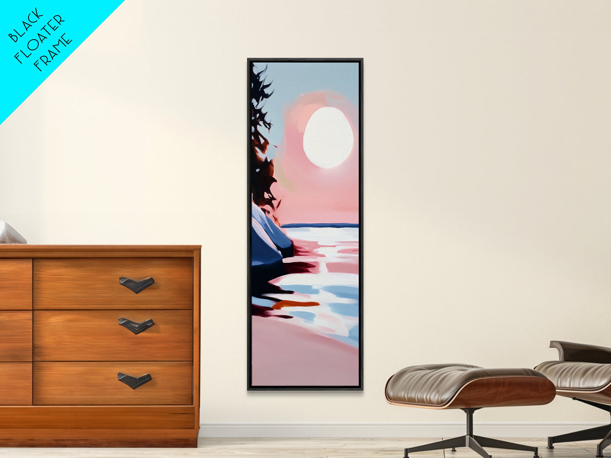Sunset Beach, Ocean Landscape Painting, Warm Coastal Colors, Abstract Water Reflection, Modern Art, Canvas Print, Living Room Wall Art