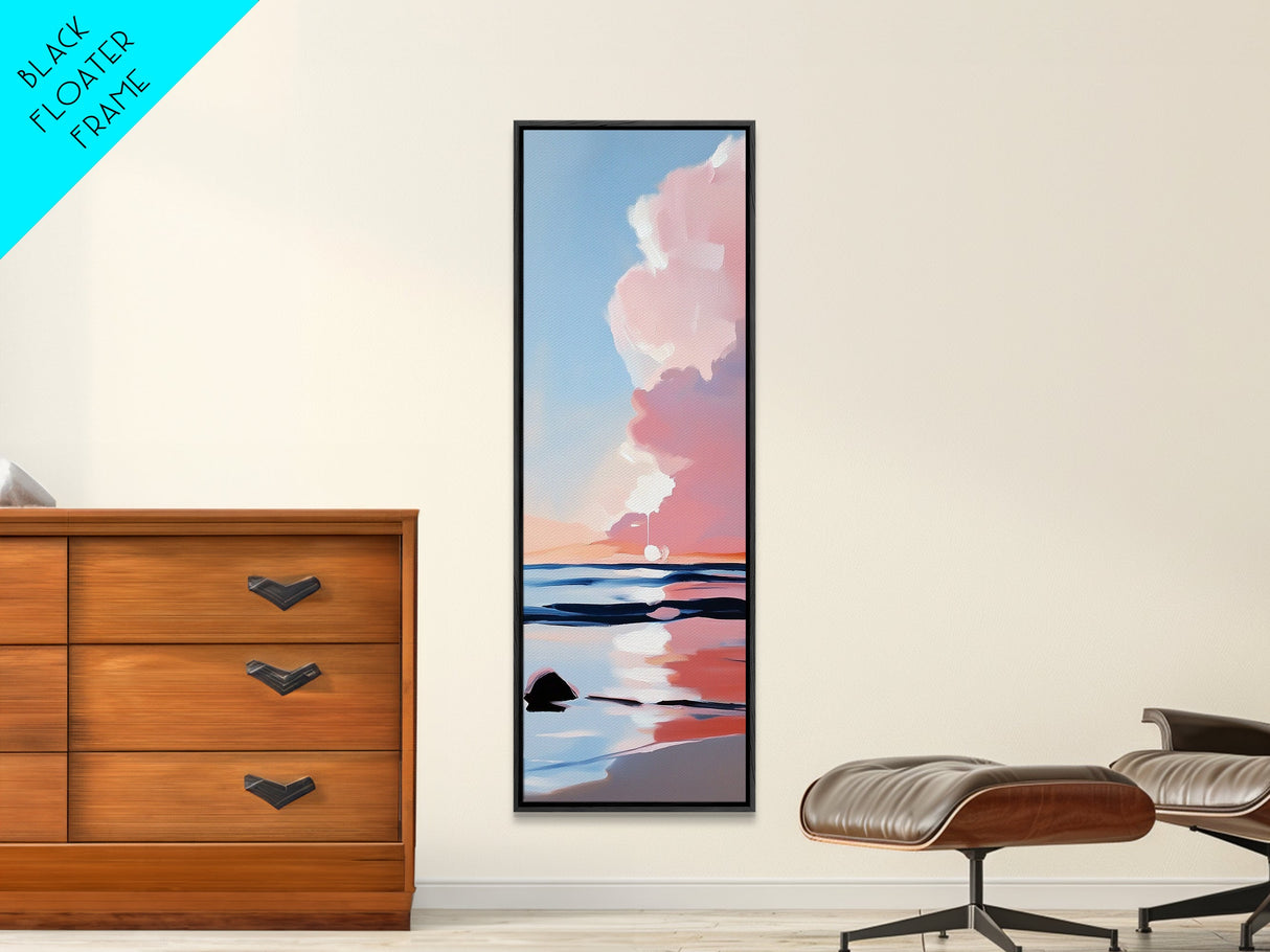 Sunset Glow, Serene Beach Painting, Pastel Coastal Wall Art, Ocean Reflection, Boho Home Decor, Canvas Print, Dining Room Wall Art