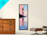Coastal Rock, Serene Landscape, Pastel Seascape, Ocean Reflection, Boho Wall Art, Nature Inspired Framed Canvas Print, Living Room Decor