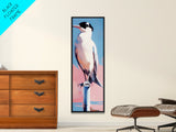 Seabird, Coastal Nature Art, Serene Beach Scene, Pastel Blue Pink, Minimalist Bird Painting, Nautical Wall Decor, Framed Canvas Print
