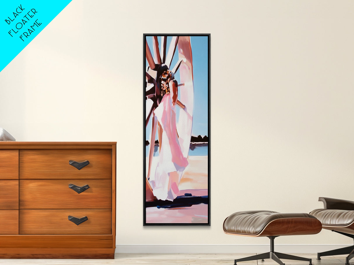 Sunset Glow, Romantic Wall Art, Dreamy Beach Vibes, Framed Canvas Print, Feminine Aesthetic, Bedroom Decor, Pastel Color Palette