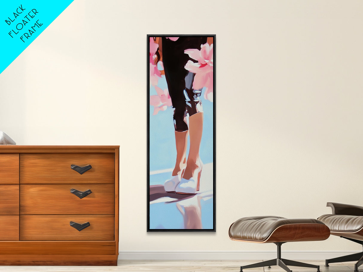Fashion Heels Art, Glamorous Decor, Chic Aesthetic, Framed Canvas Print, Feminine Room Art, Stylish Wall Art, Dressing Room Decor