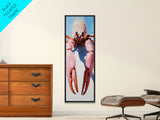 Quirky Crustacean Art, Bold Seafood Print, Coastal Decor, Framed Canvas Print, Playful Ocean Aesthetic, Kitchen Wall Art, Nautical