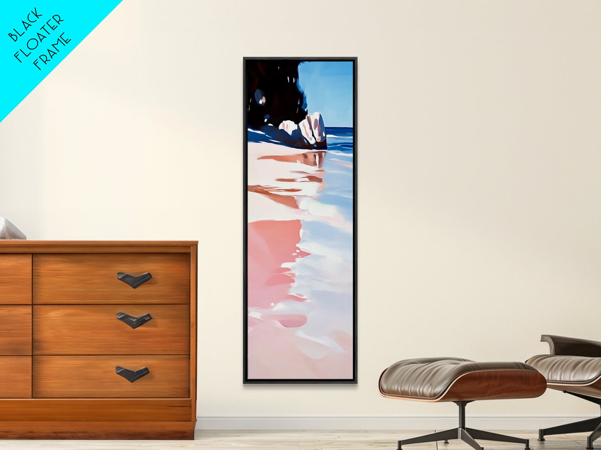 Tranquil Beach Scene, Coastal Wall Art, Pastel Ocean Print, Framed Canvas Print, Minimalist Seascape, Modern Home Decor, Bedroom Art