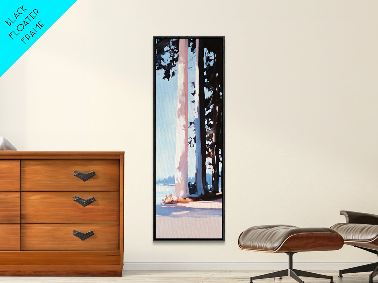 Forest Edge Art, Pastel Tree Print, Tranquil Nature Scene, Framed Canvas Print, Minimalist Landscape, Living Room Wall Art, Modern Decor