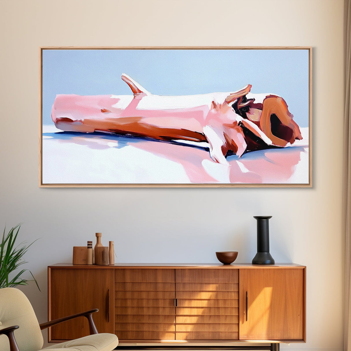 Driftwood, Coastal Nature Print, Organic Modern Decor, Framed Canvas Print, Minimalist Beach House Wall Art, Neutral Earthy Aesthetic