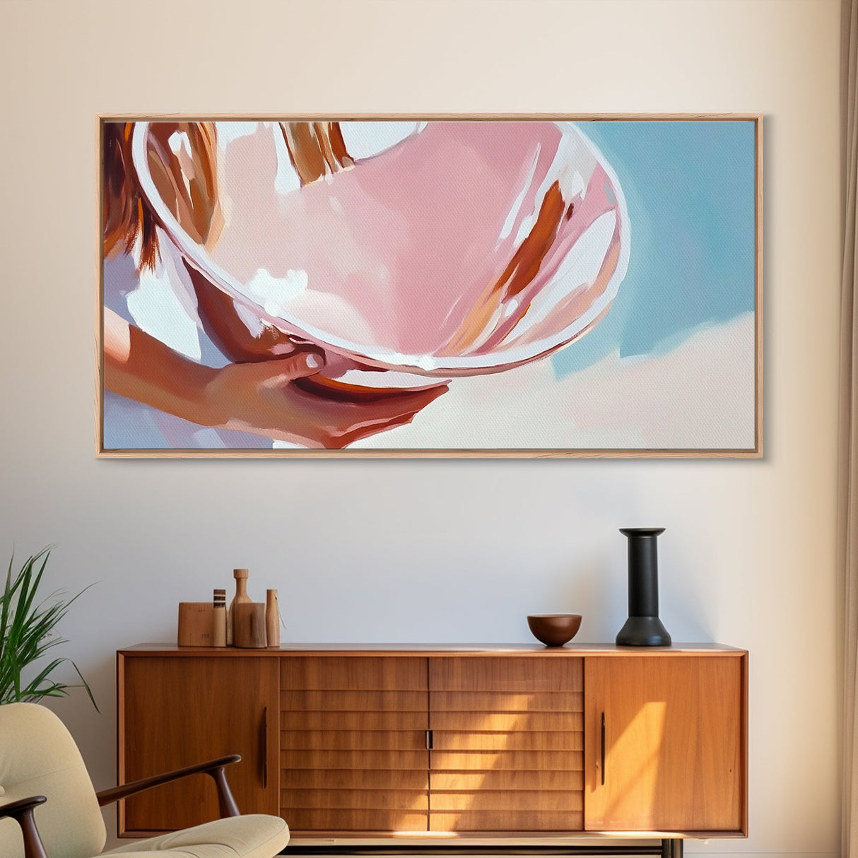 Pink Shell, Coastal Art, Beach Inspired, Canvas Print, Boho Wall Art, Minimalist Ocean Decor, Bedroom Wall Art, Beach House Gift