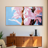 Pink Flowers, Floral Art, Nature Painting, Canvas Print, Spring Wall Decor, Botanical Artwork, Bedroom Decor, Minimalist Pastel Painting
