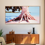 Coastal Tree Roots, Tropical Beach Art, Seaside Nature Print, Boho Coastal Decor, Nautical Wall Art, Living Room Canvas Print