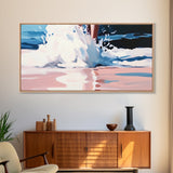 Ocean Waves Splash, Coastal Surf Print, Dynamic Beach Wall Art, Nautical Seaside Decor, Modern Blue Aesthetic, Bathroom Canvas Print
