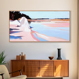 Cliffs Water, Reflection, Canvas Print, Coastal nature art, contemporary seascape painting, shoreline view, pastel scenery, ocean decor