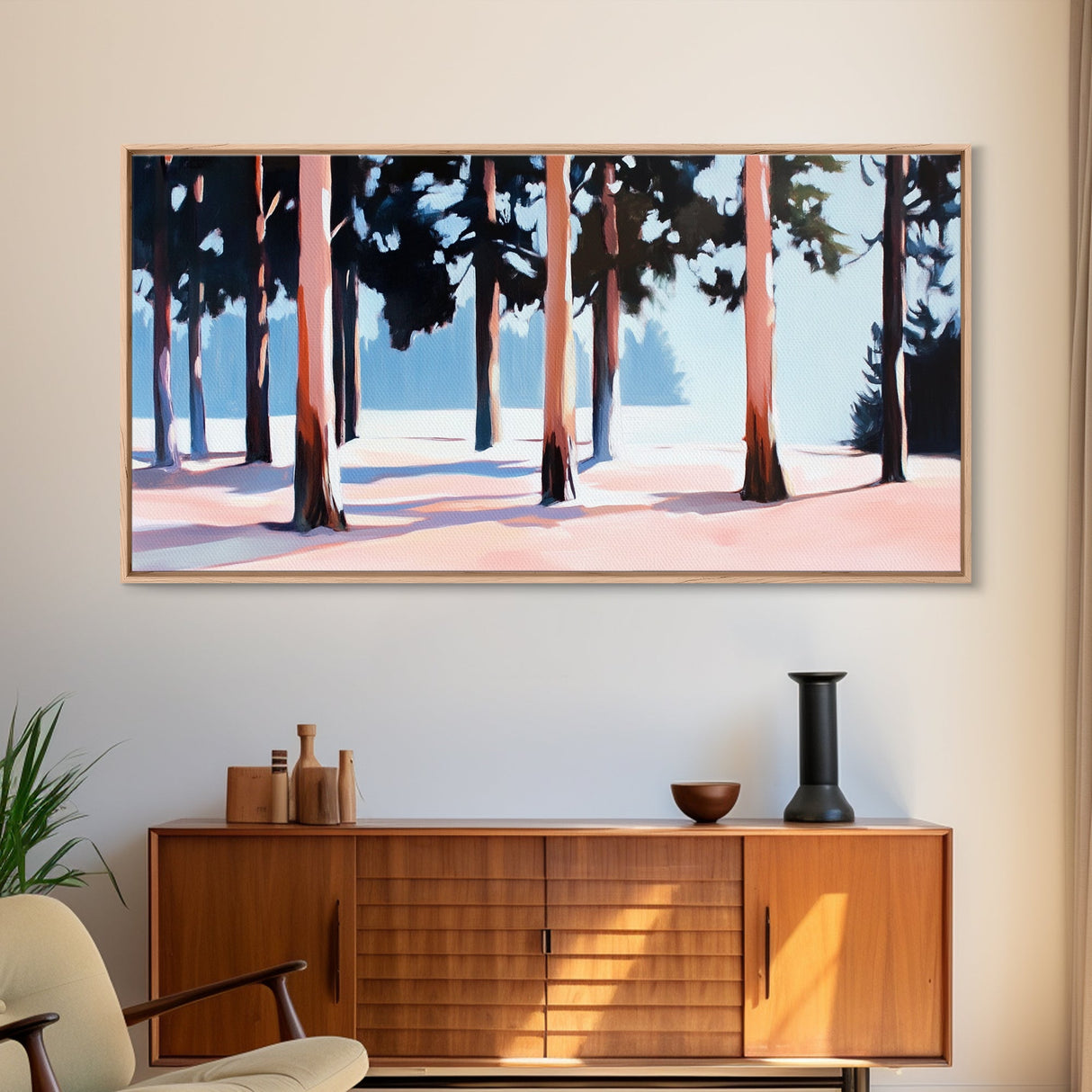 Winter Forest, Snowy Trees, Tranquil Wall Art, Framed Canvas Print, Nature Inspired, Cozy Home Decor, Serene Landscape, Rustic Living Room