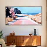 Ocean Road, Coastal Drive, Scenic Beach Art, Framed Canvas Print, Nautical Decor, Minimalist Landscape, Calm Vibes, Living Room Wall Art
