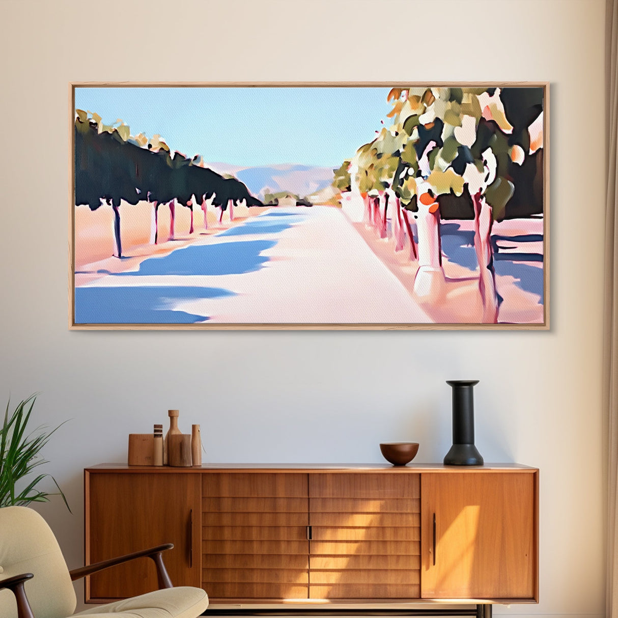 Vineyard Path, Rustic Landscape Print, Dining Room Wall Art, Framed Canvas Print, Nature Painting, Farmhouse Decor, Autumn Art