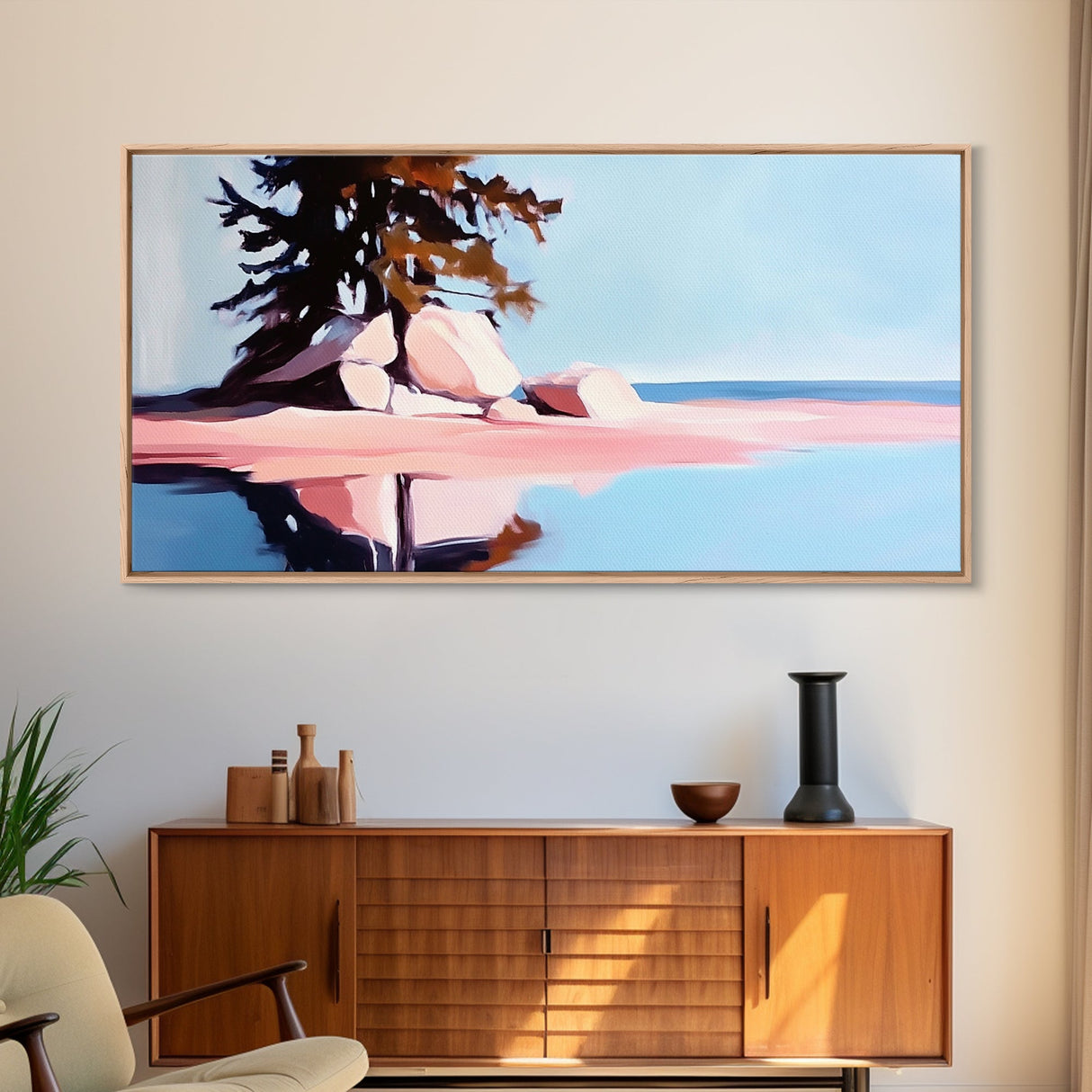 Lone Tree, Coastal Landscape, Canvas Print, Minimalist Nature Art, Tranquil Seascape, Modern Beach House Decor, Large Wall Art, Office