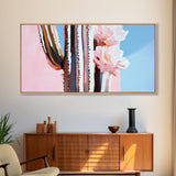 Cactus Bloom, Southwestern Wall Decor, Modern Desert Art, Boho Nature Painting, Minimalist Floral Scene, Aesthetic Pastel Tones, Canvas Print