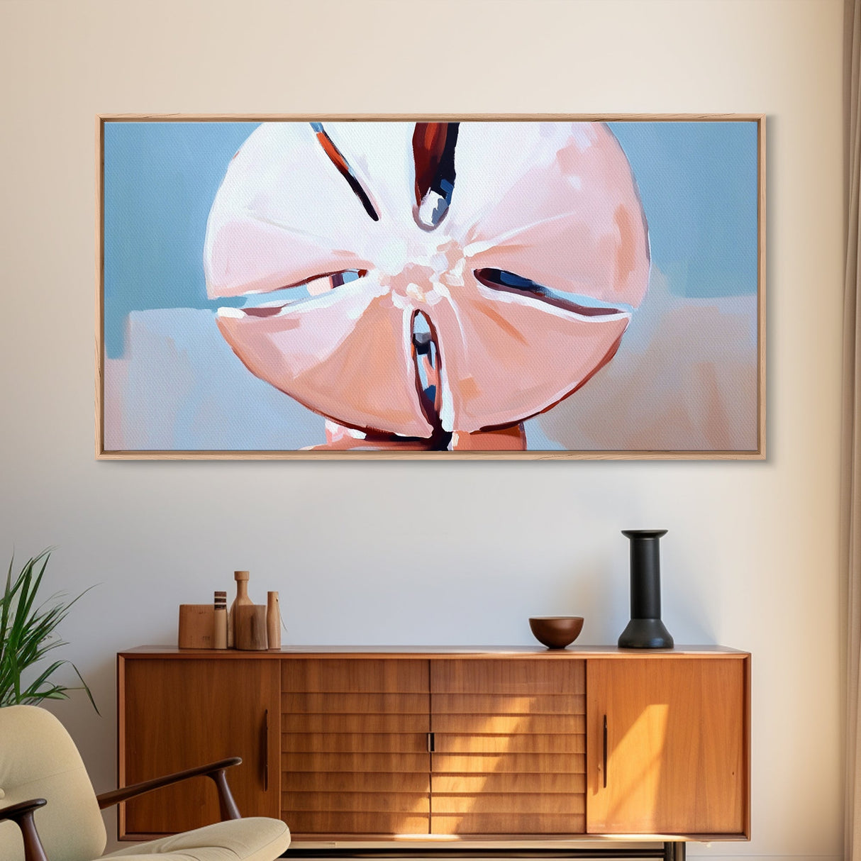Sand Dollar, Beach Collectible, Coastal Aesthetic, Soft Pastel, Framed Canvas Print, Boho Ocean Art, Living Room Wall Art, Nautical Decor