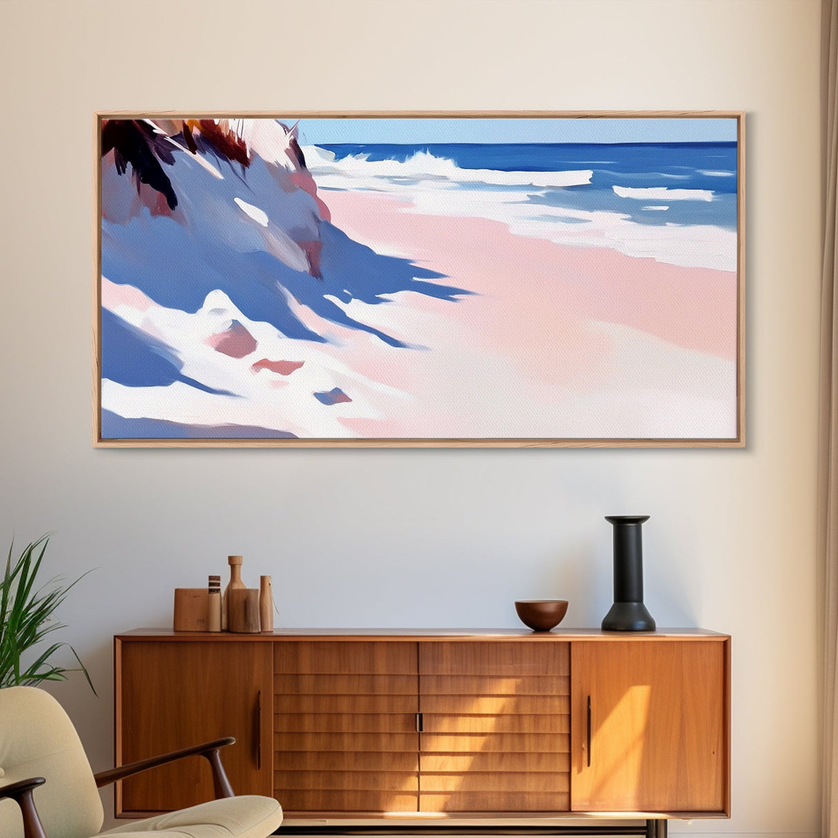 Ocean Waves, Coastal, Abstract, Canvas Print, Beach Wall Art, Living Room Decor, Modern Seascape, Blue and White, Nautical Theme