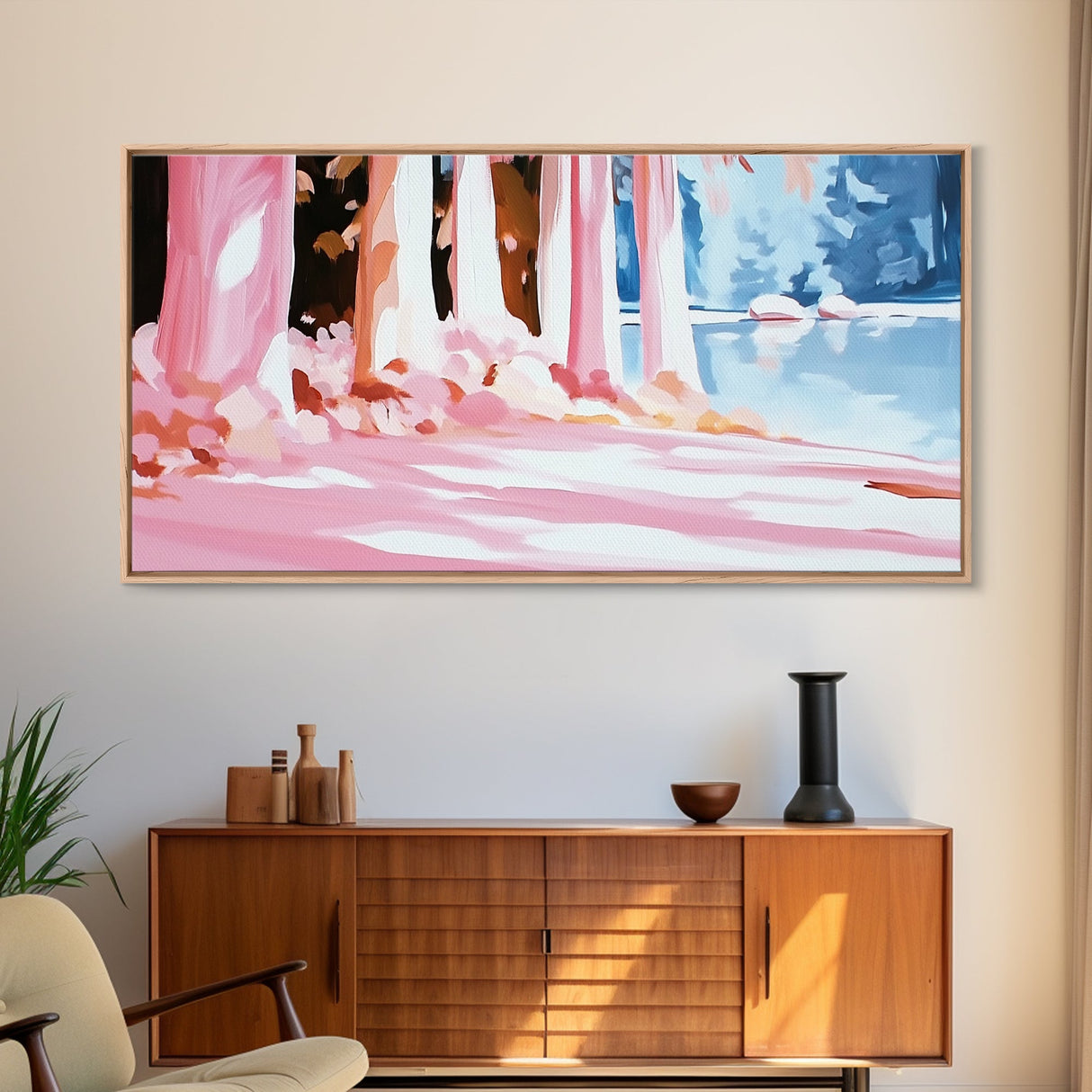 Enchanted Forest, Pastel Landscape, Nature Art, Cozy Home Decor, Woodland Wall Art, Living Room Wall Art, Framed Canvas Print, Autumn Aesthetic