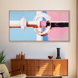 Geometric Door Handle, Modern Abstract Art, Minimalist Interior, Pastel Pink Decor, Clean Aesthetic, Canvas Print, Office Wall Art