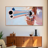 Chrome Gun, Western Art, Cowboy Decor, Canvas Print, Edgy Wall Art, Modern Painting, Masculine Art, Man Cave Wall Decor