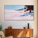 Snowy Landscape, Winter Art, Canvas Print, Christmas Wall Decor, Cozy Home Art, Minimalist Snow Scene, Holiday Art, Cabin Wall Decor