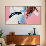 Cowgirl Outfit, Country Aesthetic, Western Home Decor, Feminine Wall Art, Fashion Framed Canvas Print, Pink and Blue Artwork