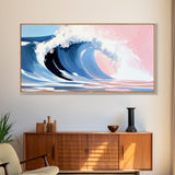 Ocean Wave, Surf Art, Framed Canvas Print, Coastal Decor, Beach House Wall Art, Pastel Seascape, Modern Home Aesthetic