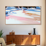 Winter Reflection, Snowy Landscape, Framed Canvas Print, Cozy Wall Art, Modern Home Decor, Minimalist Painting, Serene Nature Scene