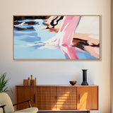 Flowing Water, Abstract Landscape, River Reflection, Soft Blues and Pinks, Peaceful Nature, Contemporary Minimalism, Canvas Print
