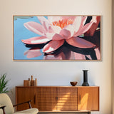 Lotus, Reflection, Blue Water, Framed Canvas Print, Floral Art, Zen Decor, Meditation Wall Art, Modern Botanical, Serene Home Decor