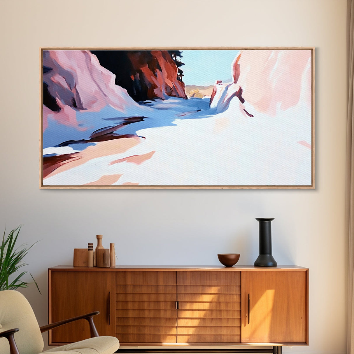 Canyon Landscape, Desert Painting, Western Wall Art, Nature Inspired Decor, Earth Tone Artwork, Framed Canvas Print, Boho Home Aesthetic