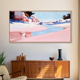 Desert River, Pastel Landscape, Western Aesthetic, Minimalist Nature Art, Boho Home Decor, Serene Wall Art, Framed Canvas Print
