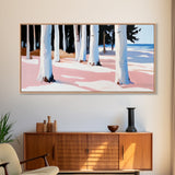 Forest By The Shore, Coastal Trees, Nature Art, Canvas Print, Tranquil Wall Decor, Living Room Art, Beach House Painting, Minimalist Art