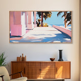 Palm Trees, Ocean View, Coastal Retreat, Canvas Print, Tropical Wall Art, Beach House Decor, Living Room Painting, Modern Minimalist Art