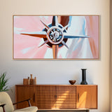 Compass Rose, Nautical Art, Pink Tones, Maritime Decor, Framed Canvas Print, Coastal Home Art, Boho Wall Art, Office Wall Decor